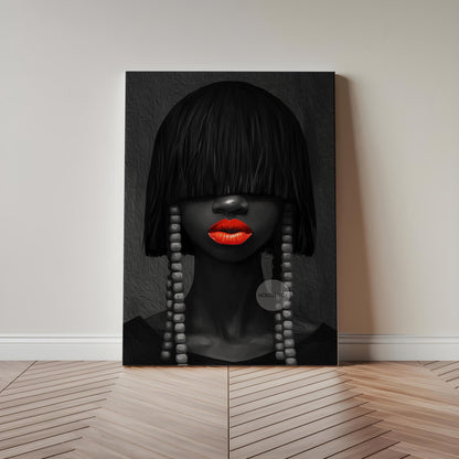 Black and White Afrocentric Woman Canvas Art