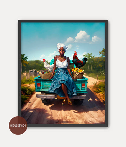 Black Woman Country Caribbean Art Wall Decor