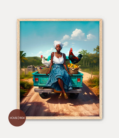 Black Woman Country Caribbean Art Wall Decor