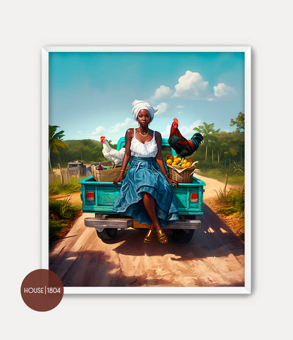 Black Woman Country Caribbean Art Wall Decor