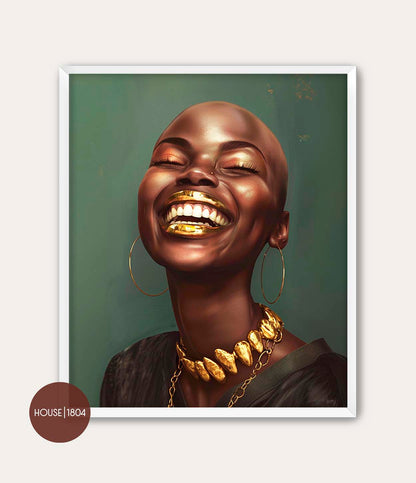 Gold and Black Woman Africa American Canvas Art