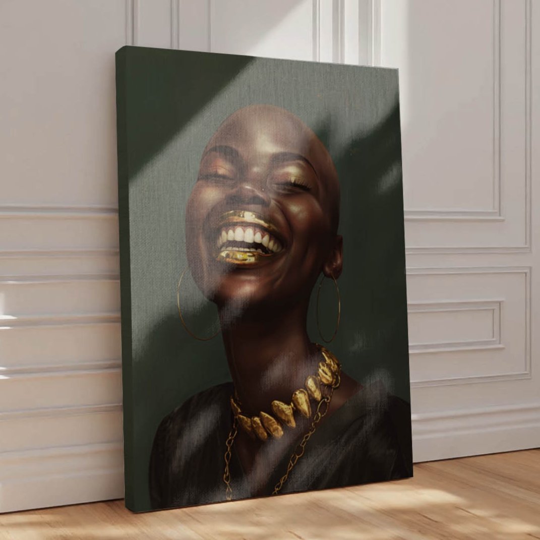 Gold and Black Woman Africa American Canvas Art