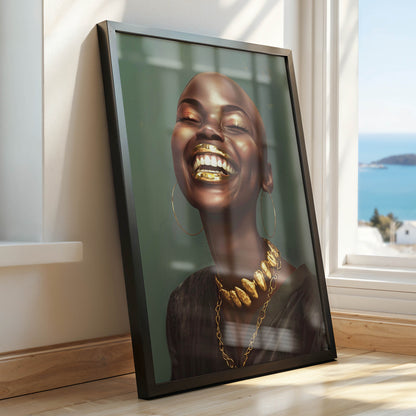 Gold and Black Woman Africa American Canvas Art