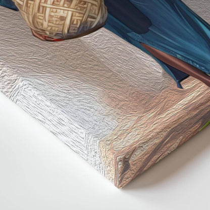 Black Woman Floral Canvas Art, Tropical Botanical Woman Portrait, Plant Lady with Flowers Canvas Art