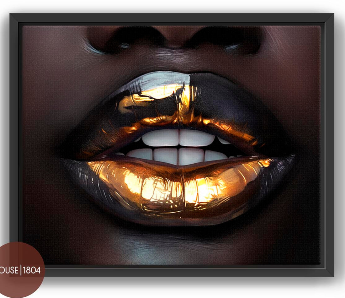 Gold and Black Lips Art Print