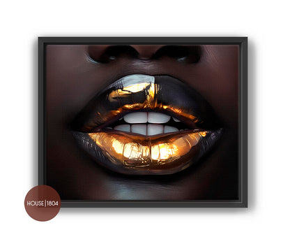 Gold and Black Lips Art Print