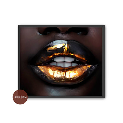 Gold and Black Lips Art Print