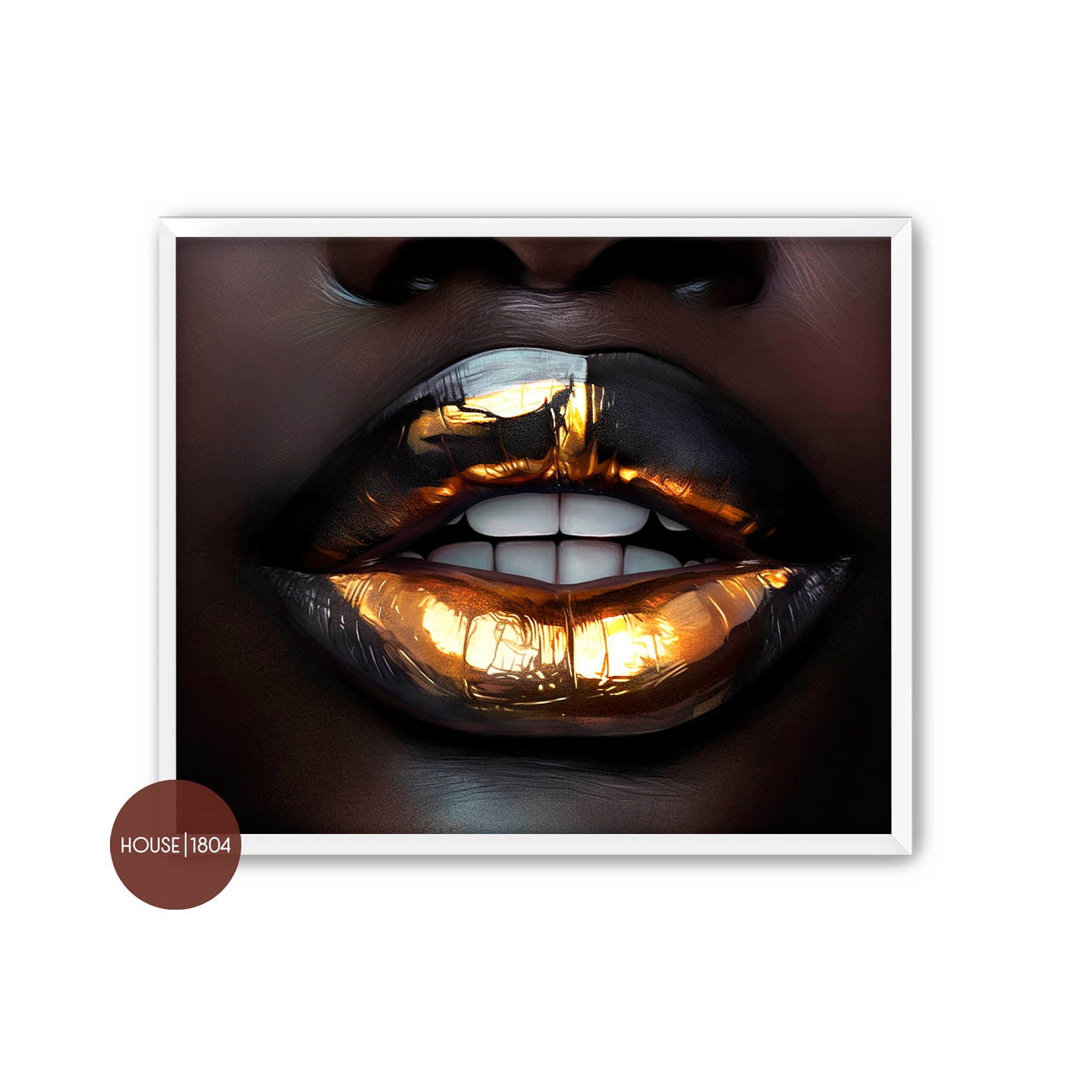 Gold and Black Lips Art Print