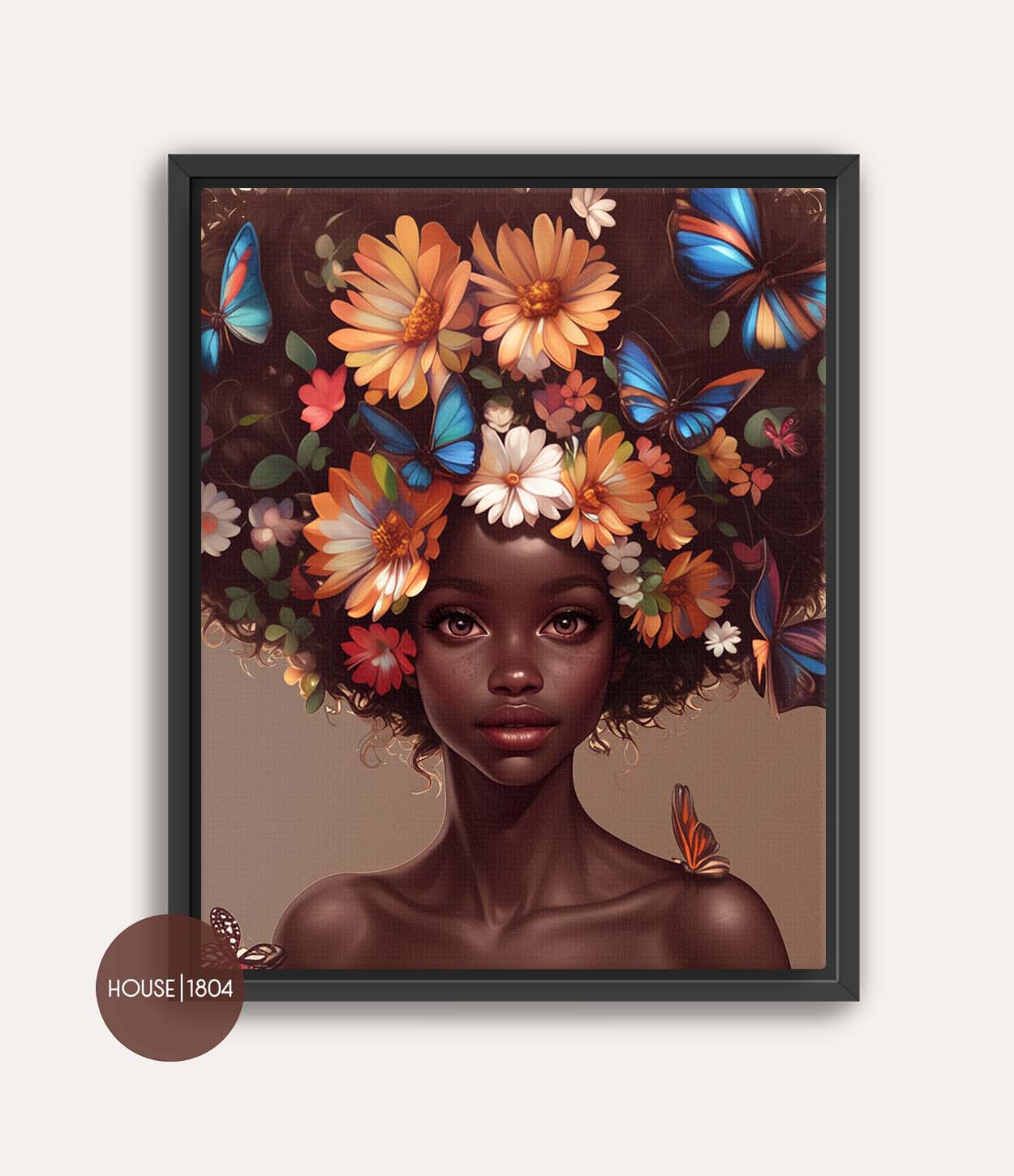 Black Woman Floral Crown Art Print