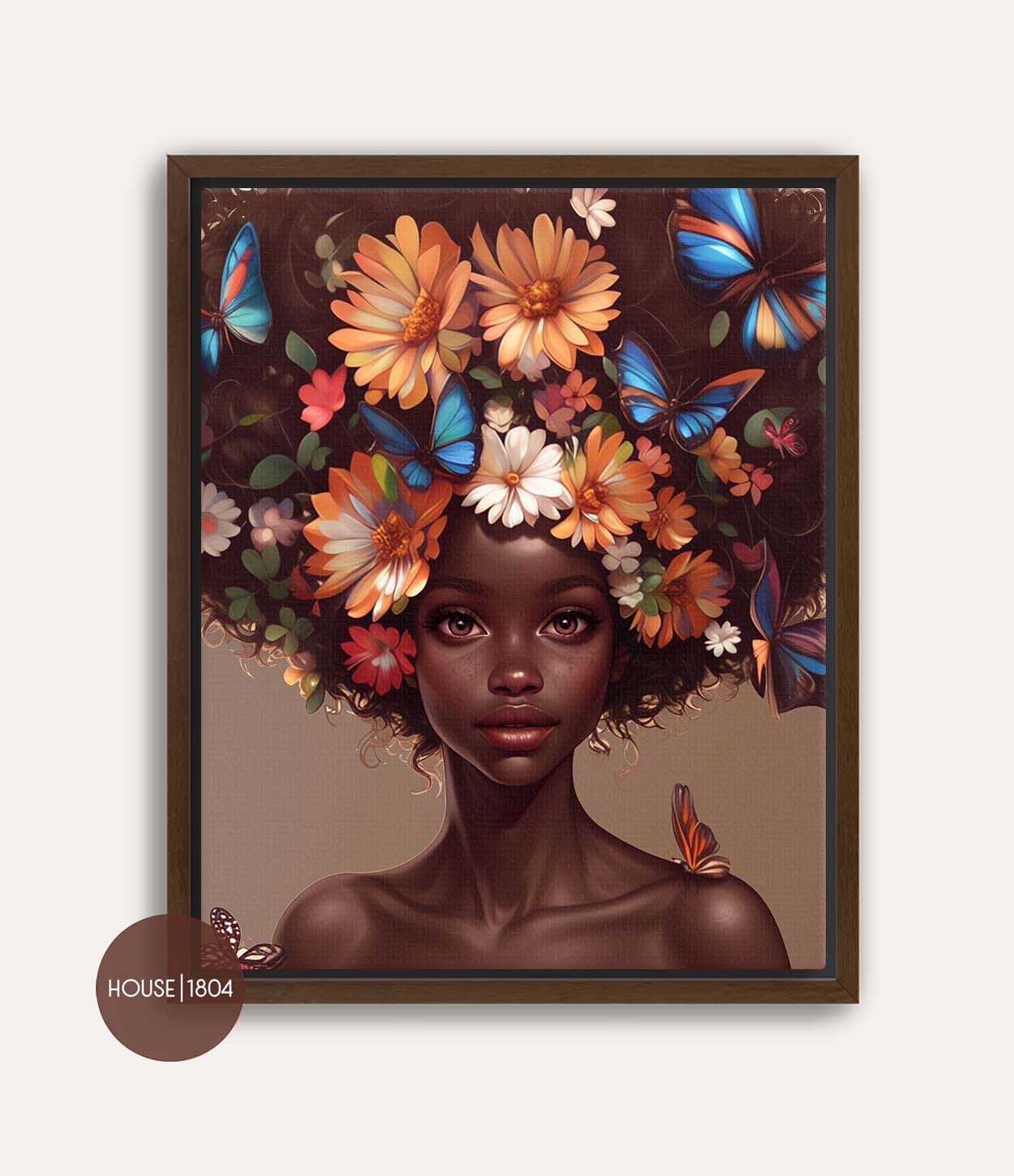 Black Woman Floral Crown Art Print