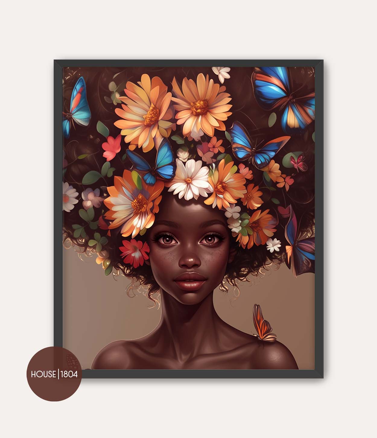 Black Woman Floral Crown Art Print
