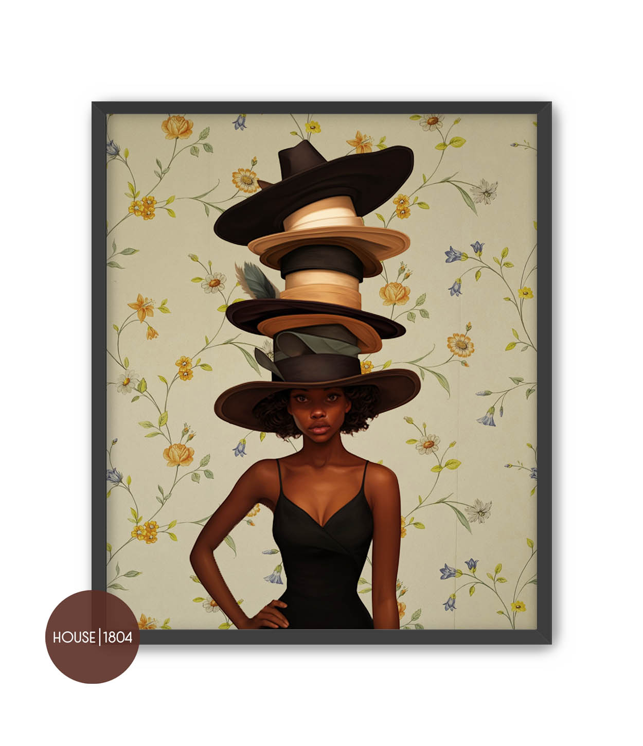 Lady with Vintage Hats Art Print