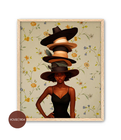 Lady with Vintage Hats Art Print