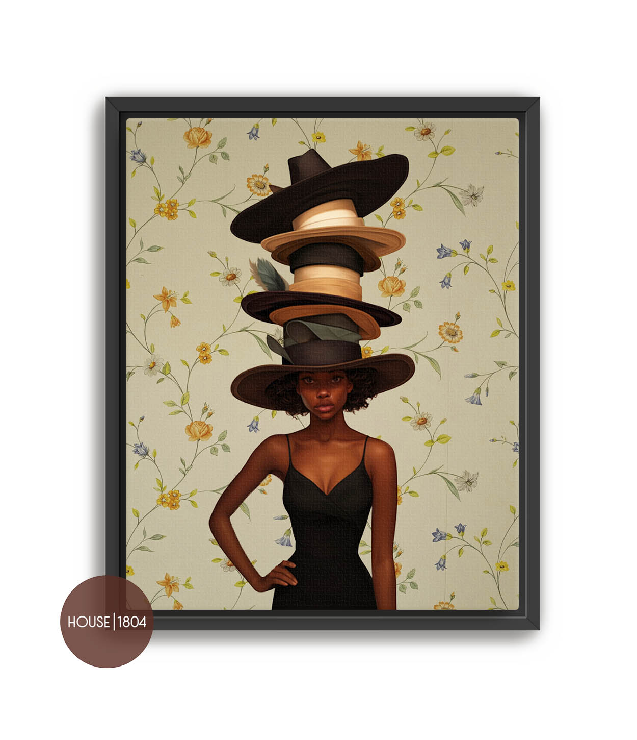 Lady with Vintage Hats Art Print