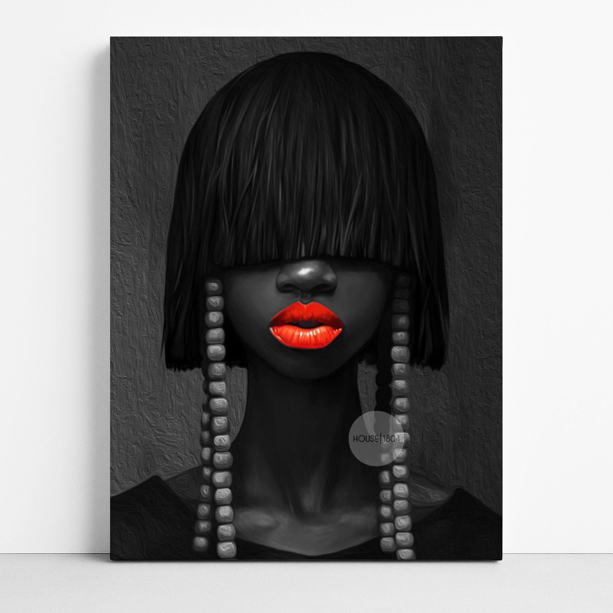 Black and White Afrocentric Woman Canvas Art