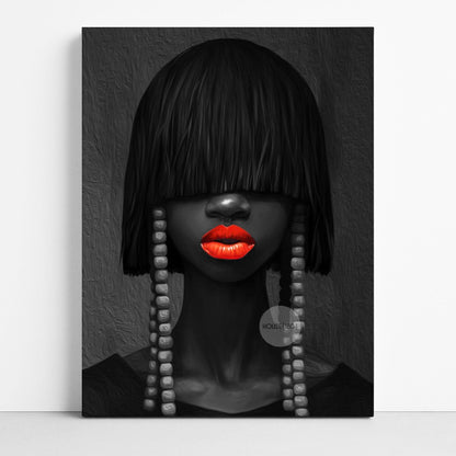 Black and White Afrocentric Woman Canvas Art