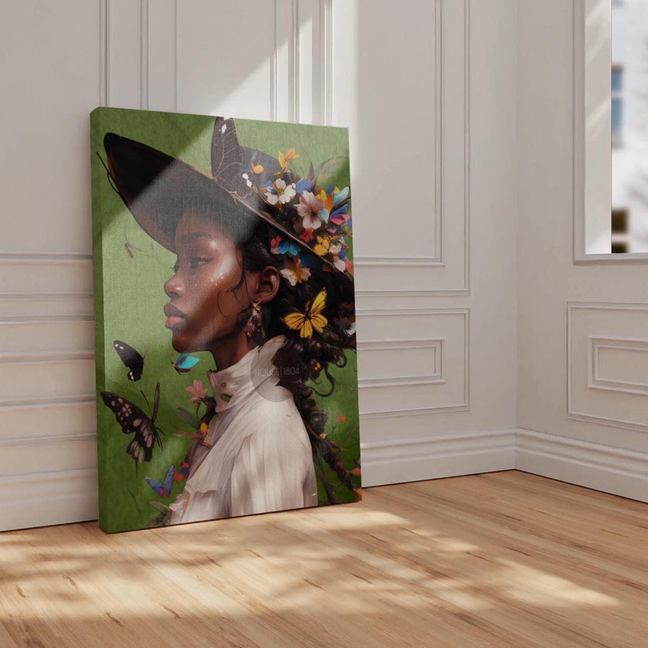 Colorful Black Woman Framed Canvas Wall Art Print