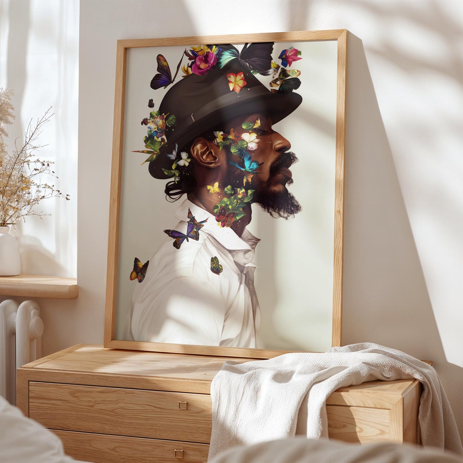 Black Man Floral Wall Art