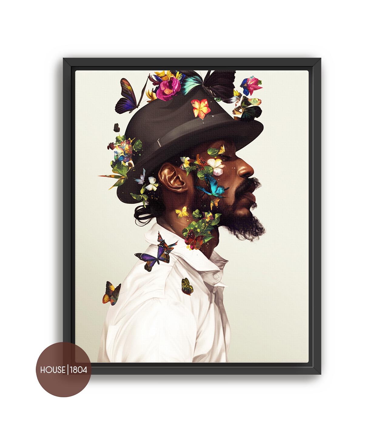 Black Man Floral Wall Art