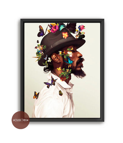 Black Man Floral Wall Art