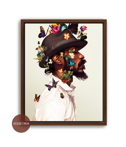 Black Man Floral Wall Art