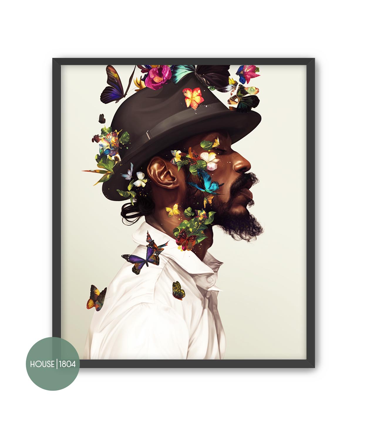 Black Man Floral Wall Art