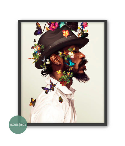 Black Man Floral Wall Art