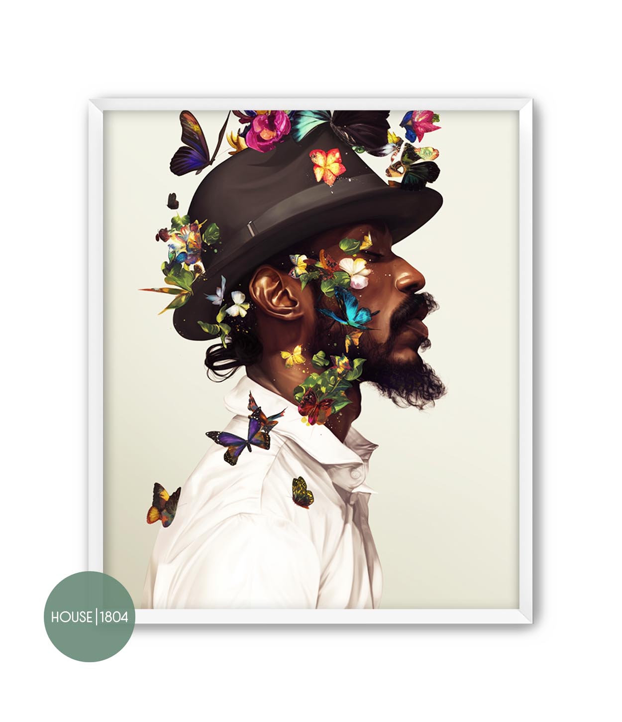 Black Man Floral Wall Art
