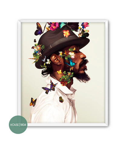 Black Man Floral Wall Art