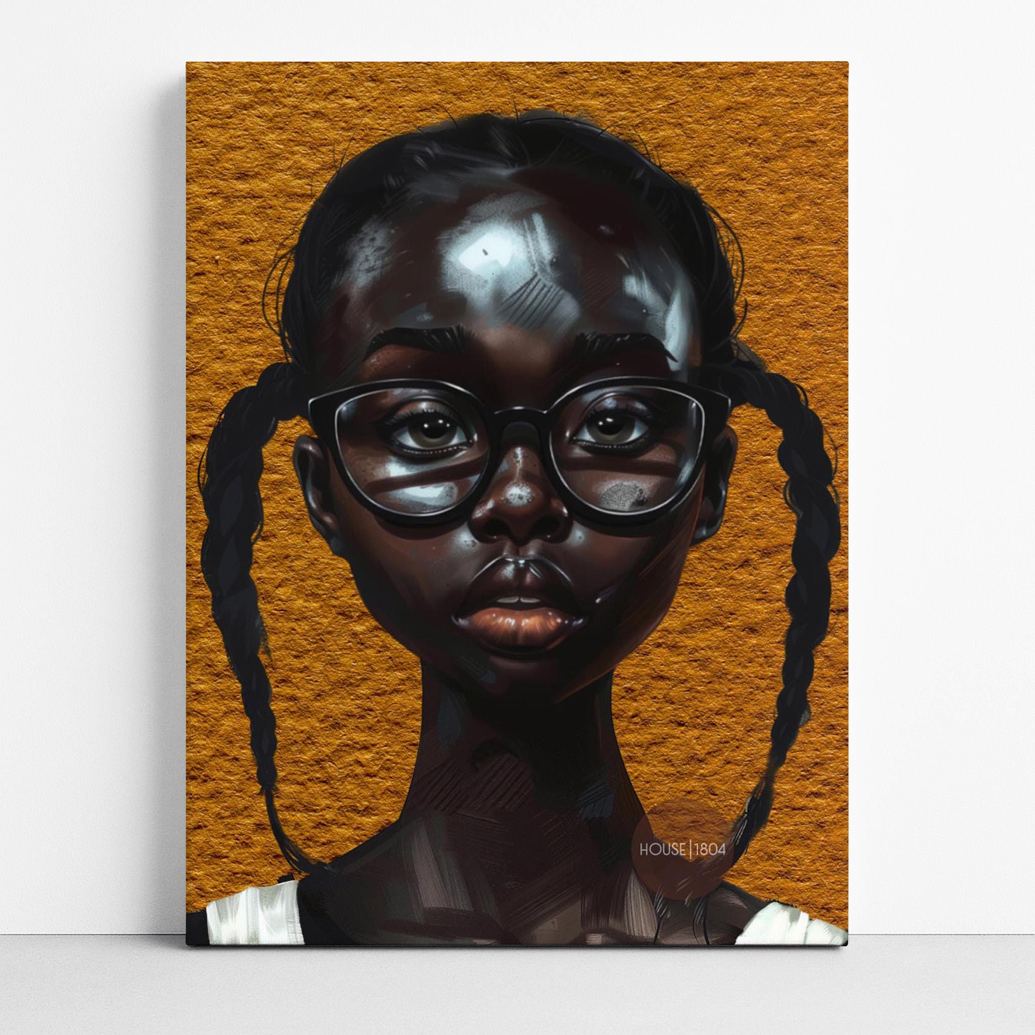 Melanin Art Print - Black Girl Canvas Bold Yellow Art on Hand Stretched Canvas