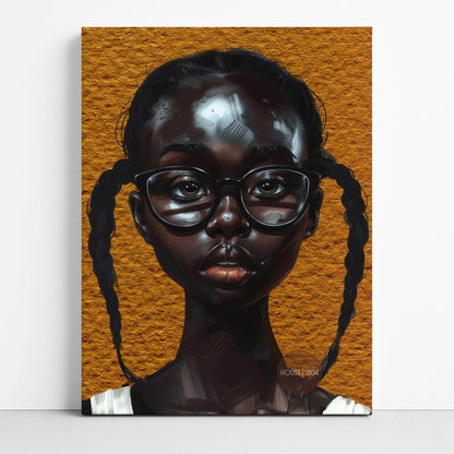 Melanin Art Print - Black Girl Canvas Bold Yellow Art on Hand Stretched Canvas