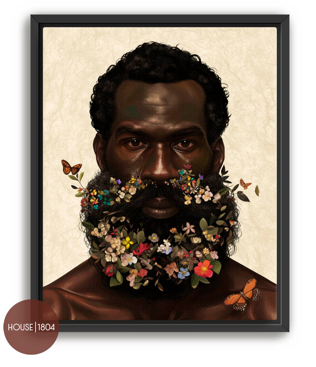 Black Man Floral Beard Wall Art