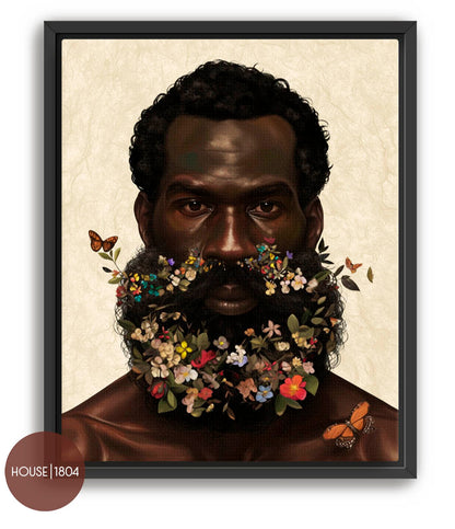 Black Man Floral Beard Wall Art