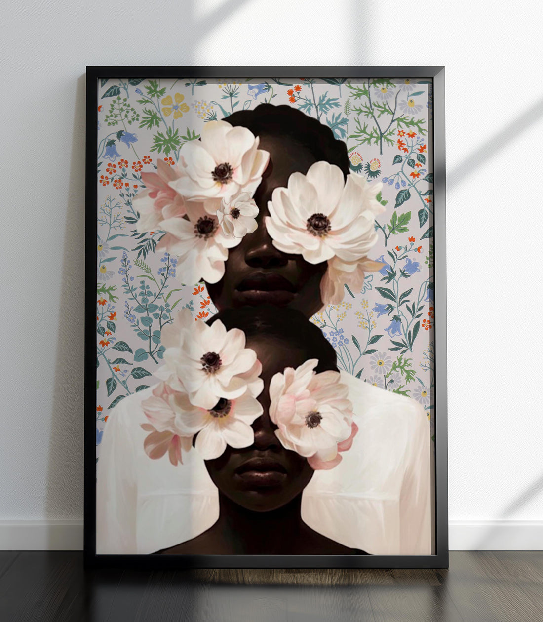 Black Mother and Child Floral Art