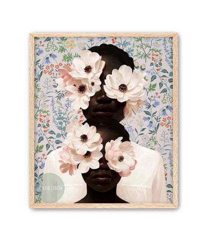 Black Mother and Child Floral Art