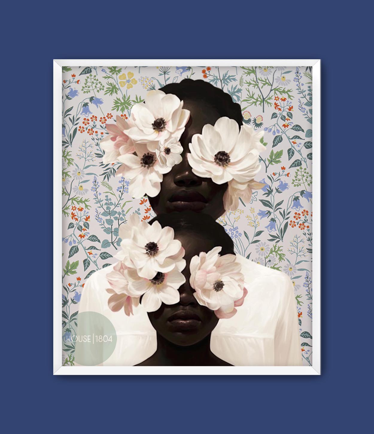 Black Mother and Child Floral Art