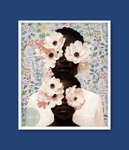 Black Mother and Child Floral Art