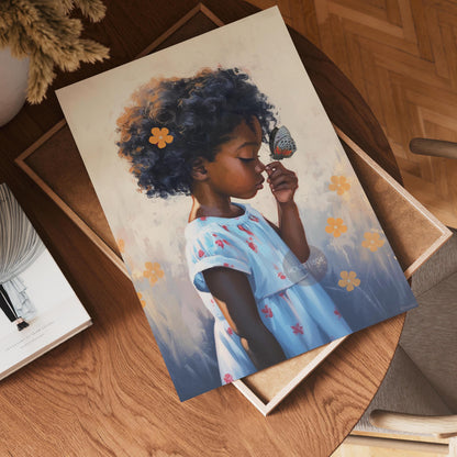 Black Kids Art Prints: African American Girl, Black Folk art, Kids Art Canvas Print
