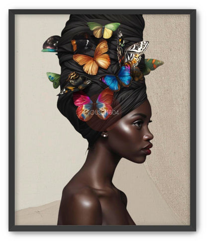 Bohemian Black Women Head Wrap Art Print