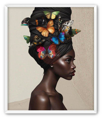 Bohemian Black Women Head Wrap Art Print