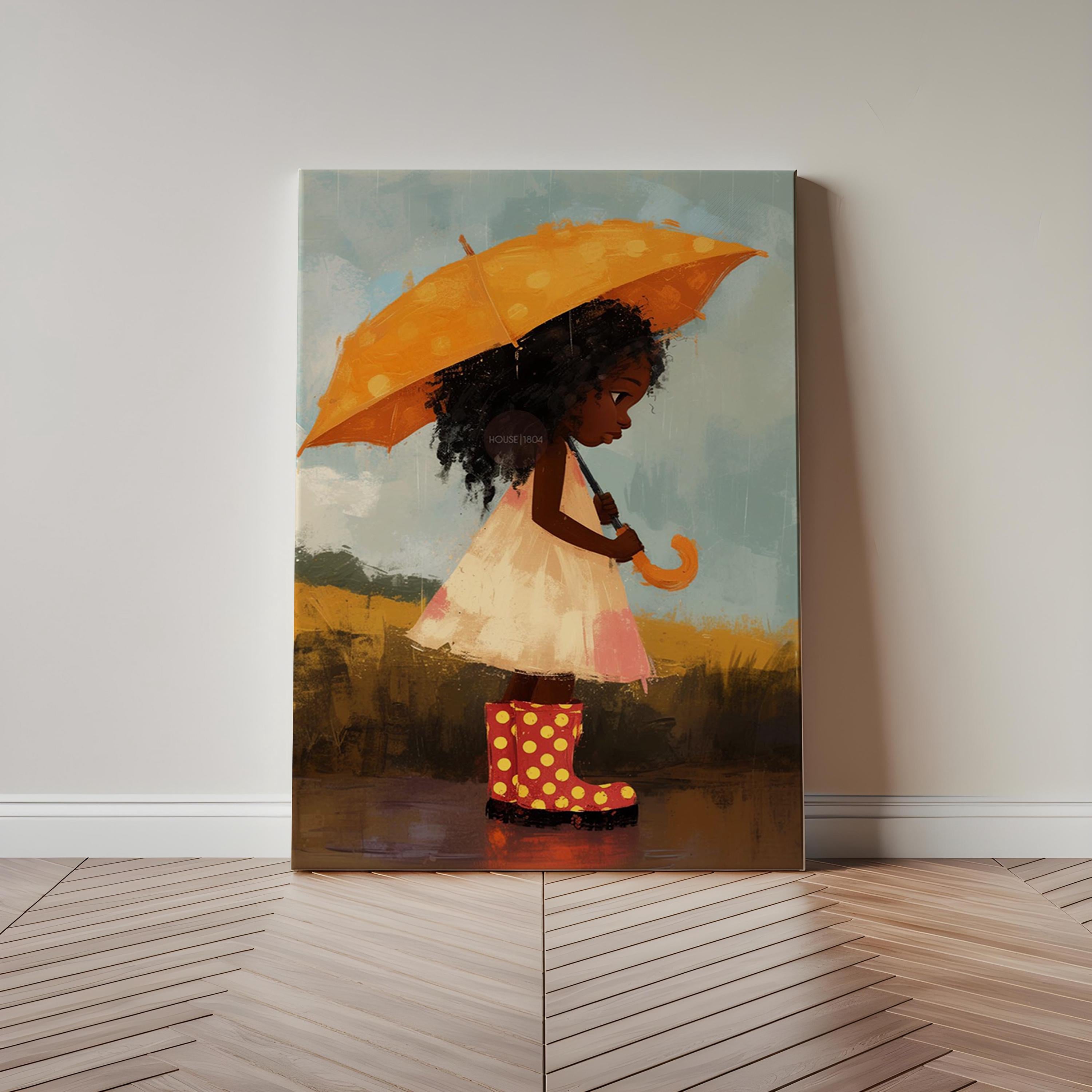 Little Black Girl Art Print, Nursery Decor, Moody Kid&
