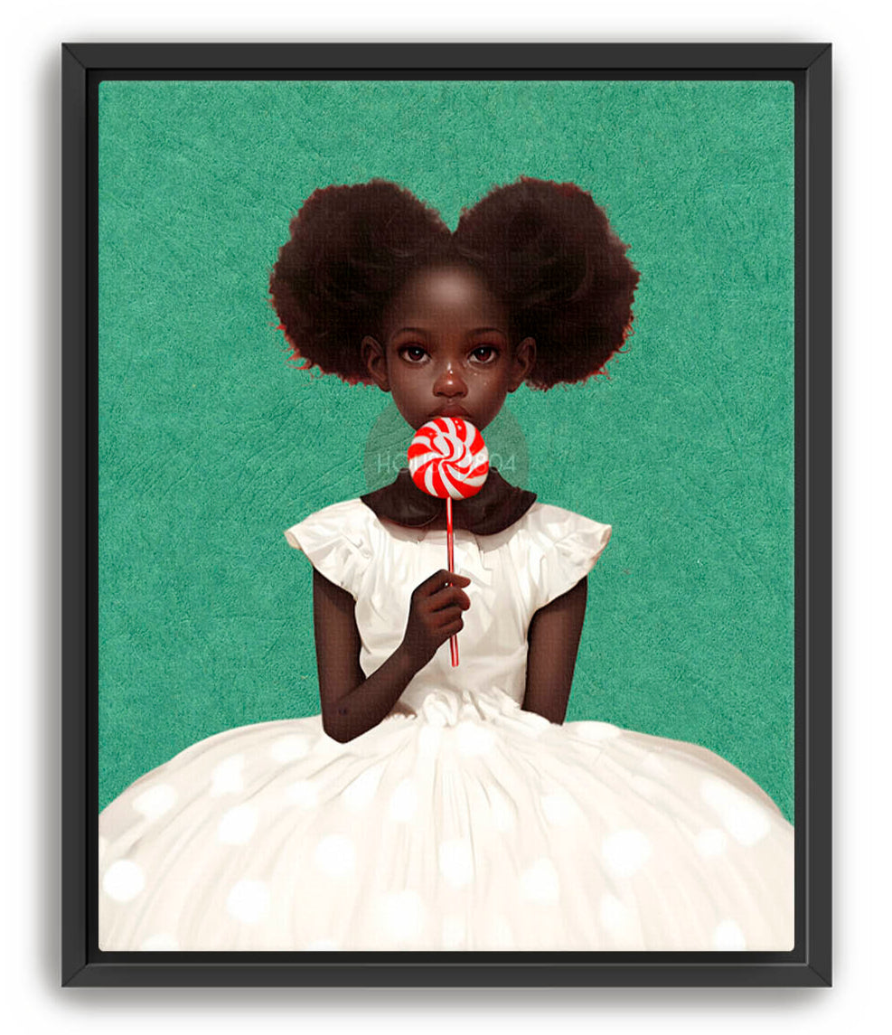 Bohemian Black Girl Lollipop Wall Art