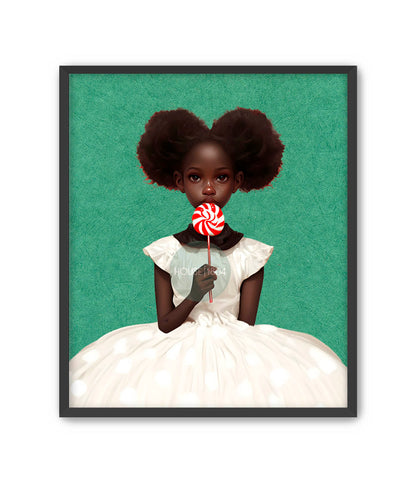Bohemian Black Girl Lollipop Wall Art