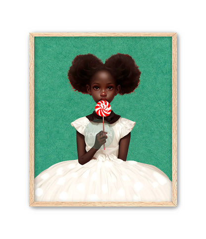Bohemian Black Girl Lollipop Wall Art