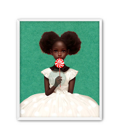 Bohemian Black Girl Lollipop Wall Art
