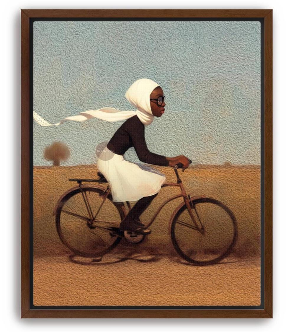 Whimsical Black Girl Framed Canvas Art
