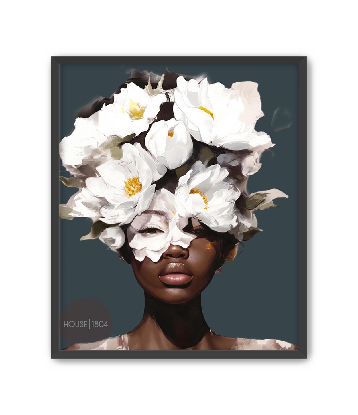 Black Woman Head Flowers Canvas