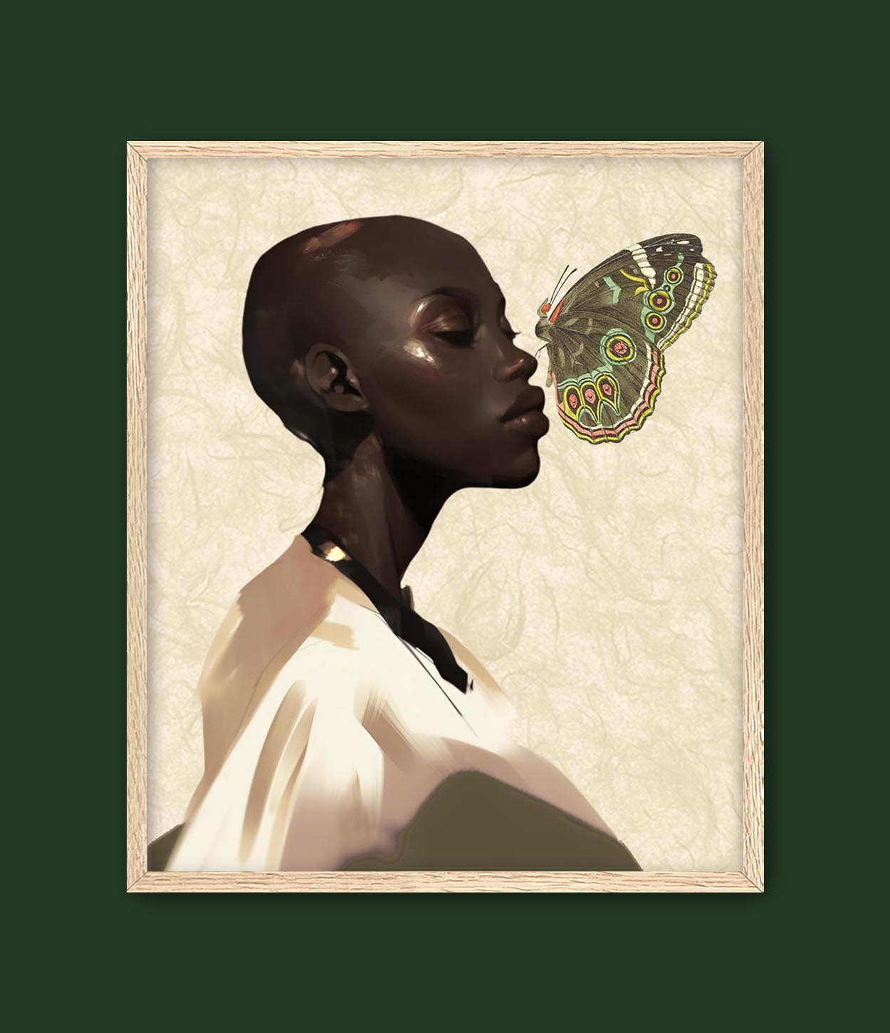 Bald Black Woman Butterfly Art