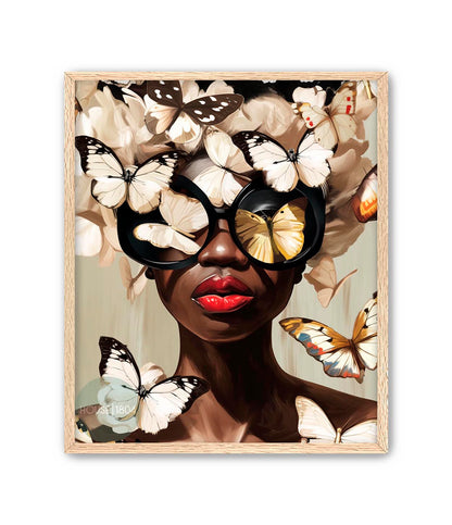 Black Woman Head Flowers Wall Art