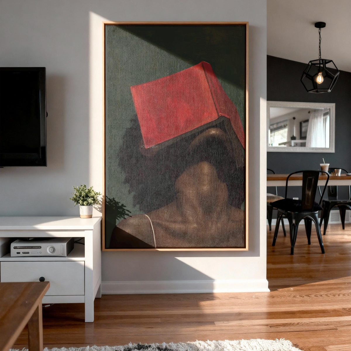 Black Woman Reading Art, Minimalist Green Portrait Canvas Prints!